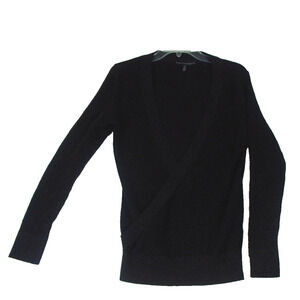 White House Black Market‎ Long Sleeve Sweater Wrap Black Metallic Thread Size M